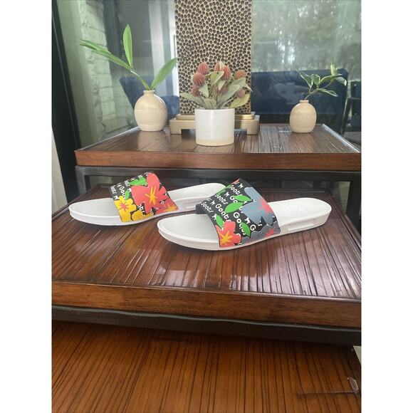 GOATS Black/White Floral Comfortable Slip On Slide Sz 9 Women New Nordstrom - Picture 1 of 5